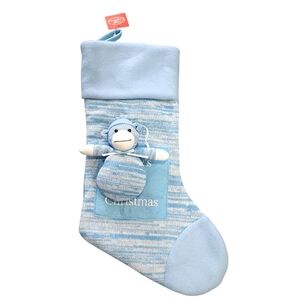 Blue Christmas Stocking with Plush Toy